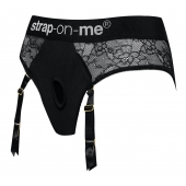 Черные трусики для насадок Diva Lingerie Harness - size L - Strap-on-me - купить с доставкой в Новом Уренгое