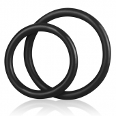 Набор из двух черных силиконовых колец разного диаметра SILICONE COCK RING SET - BlueLine - в Новом Уренгое купить с доставкой