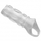 Насадка на пенис с кольцом для мошонки Clear Sensations Enhancer Sex Sleeve - 11,5 см. - XR Brands - в Новом Уренгое купить с доставкой