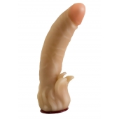 Телесная гелевая насадка-фаллос с клиторальными лепестками - 18,5 см. - LOVETOY (А-Полимер) - купить с доставкой в Новом Уренгое