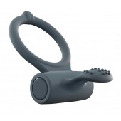 Серое перезаряжаемое эрекционное кольцо с вибрацией Power Clit - Dorcel - в Новом Уренгое купить с доставкой