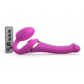 Ярко-розовый безремневой страпон Multi Orgasm Size S с клиторальной стимуляцией - Strap-on-me - купить с доставкой в Новом Уренгое