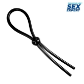 Черное силиконовое лассо с шариком для утяжки - Sex Expert - в Новом Уренгое купить с доставкой