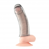 Текстурированная насадка на пенис Clear Textured Penis Enhancing Sleeve Extension - 16,5 см. - BlueLine - в Новом Уренгое купить с доставкой