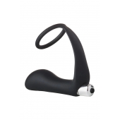 Черное эрекционное кольцо с вибропробкой Vibrating Anal Plug With Cockring - Dream Toys - в Новом Уренгое купить с доставкой