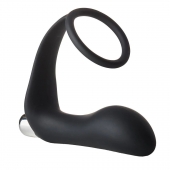 Черное эрекционное кольцо с вибропробкой Vibrating Anal Plug With Cockring - Dream Toys - в Новом Уренгое купить с доставкой