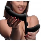 Черный вибрострапон Double Take 10X Double Penetration Vibrating Strap-on Harness - XR Brands - купить с доставкой в Новом Уренгое