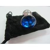 Анальное украшение BUTT PLUG  Small с синим кристаллом - 7 см. - Anal Jewelry Plug - купить с доставкой в Новом Уренгое