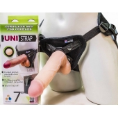 Страпон-унисекс с двумя насадками UNI strap 7  Harness - 19 и 16 см. - LOVETOY (А-Полимер) - купить с доставкой в Новом Уренгое