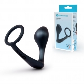 Черное эрекционное кольцо со стимулятором простаты Ringer Cock Ring   Plug - b-Vibe - в Новом Уренгое купить с доставкой