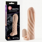 Телесная насадка-удлинитель Okoto со спиралевидным рельефом - 16 см. - Sitabella - в Новом Уренгое купить с доставкой
