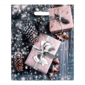Новогодний пакет с принтом в виде подарков и вырубной ручкой (45х38 см) - Сима-Ленд - купить с доставкой в Новом Уренгое