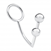 Кольцо на пенис с анальным стимулятором Two Bead Stainless Steel Anal Hook   Cock Ring - BlueLine - в Новом Уренгое купить с доставкой