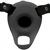 Черный полый страпон с вибрацией 2’’ Erection 28X Smooth Vibrating Silicone Penis Sheath - XR Brands - купить с доставкой в Новом Уренгое