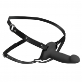 Черный полый страпон с вибрацией 2’’ Erection 28X Smooth Vibrating Silicone Penis Sheath - XR Brands - купить с доставкой в Новом Уренгое