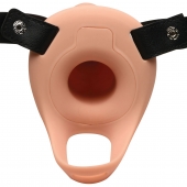 Телесный полый страпон 2  Erection 28X Smooth Vibrating Silicone Penis Sheath - 16 см. - XR Brands - купить с доставкой в Новом Уренгое