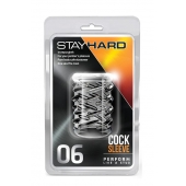 Прозрачная насадка с объёмными чёрточками STAY HARD COCK SLEEVE 06 CLEAR - Blush Novelties - в Новом Уренгое купить с доставкой