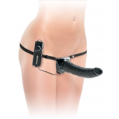 Черный страпон с вагинальной пробкой Deluxe Vibrating Penetrix Strap-On - 19 см. - Pipedream - купить с доставкой в Новом Уренгое