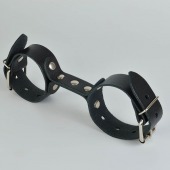 Черные кожаные наручники-фиксатор - Sitabella - купить с доставкой в Новом Уренгое