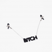 Зажимы на соски с кожаной подвеской Bitch - Crazy Handmade - купить с доставкой в Новом Уренгое