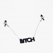 Зажимы на соски с кожаной подвеской Bitch - Crazy Handmade - купить с доставкой в Новом Уренгое