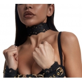 Черный ажурный чокер с золотистой фурнитурой - Crazy Handmade - купить с доставкой в Новом Уренгое