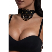 Черный чокер с клепками и золотистой фурнитурой - Crazy Handmade - купить с доставкой в Новом Уренгое