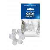 Прозрачное эрекционное кольцо с 6 стимулирующими шариками - Sex Expert - в Новом Уренгое купить с доставкой