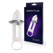 Эластичная насадка на пенис с подхватом мошонки и стимулирующими «ресничками» - Sextaz - в Новом Уренгое купить с доставкой