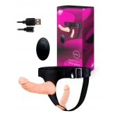 Женский страпон с 2 насадками, вибрацией и пультом ДУ - Erowoman-Eroman - купить с доставкой в Новом Уренгое