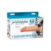 Телесный пустотелый фаллопротез 5’’ Hollow Silicone Strap-On - 14 см. - Pipedream - купить с доставкой в Новом Уренгое