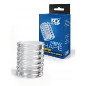 Прозрачная сквозная насадка на пенис с ребрышками - Sex Expert - в Новом Уренгое купить с доставкой