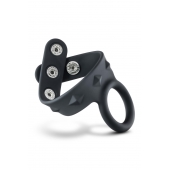 Черное эрекционное кольцо с подхватом мошонки на кнопках VS6 - Blush Novelties - в Новом Уренгое купить с доставкой