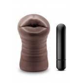 Коричневый мастурбатор-ротик Krystal Vibrating Masturbator - Blush Novelties - в Новом Уренгое купить с доставкой