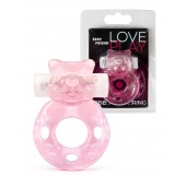 Розовое эрекционное виброкольцо в форме мишки - 1137 - в Новом Уренгое купить с доставкой
