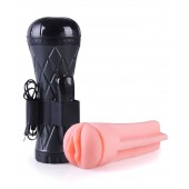 Телесный мастурбатор-вагина в черной колбе с вибрацией - Boys of Toys - в Новом Уренгое купить с доставкой
