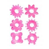 Набор из 6 розовых эрекционных колец с различным рельефом - Erowoman-Eroman - в Новом Уренгое купить с доставкой