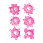 Набор из 6 розовых эрекционных колец с различным рельефом - Erowoman-Eroman - в Новом Уренгое купить с доставкой