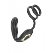 Черная анальная пробка с вращением и эрекционными кольцами - Ibiza - в Новом Уренгое купить с доставкой