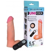 Фаллическая насадка Харнесс UNICOCK 5,5  с вибрацией - 17 см. - LOVETOY (А-Полимер) - купить с доставкой в Новом Уренгое