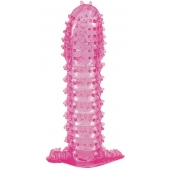 Гелевая розовая насадка с шипами - 12 см. - Toyfa Basic - в Новом Уренгое купить с доставкой