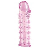 Гелевая розовая насадка на фаллос с шипами - 12 см. - Toyfa Basic - в Новом Уренгое купить с доставкой