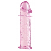 Гладкая розовая насадка с усиками под головкой - 12,5 см. - Toyfa Basic - в Новом Уренгое купить с доставкой