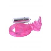 Розовая вибронасадка со стимулятор клитора   Язычок - Toyfa Basic - в Новом Уренгое купить с доставкой