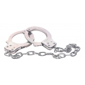 Наручники из металла с длинной цепочкой CHROME HANDCUFFS METAL HANDCUFFS W. KEY - NMC - купить с доставкой в Новом Уренгое