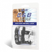 Утяжка на пенис на замочке Duo Cock And Ball Lock - BlueLine - купить с доставкой в Новом Уренгое