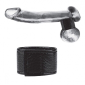 Чёрная утяжка на мошонку 1  Velcro Ball Stretcher - BlueLine - купить с доставкой в Новом Уренгое