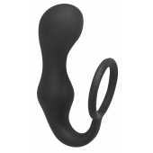 Чёрное эрекционное кольцо с анальной пробкой Double Pleasure Anal Plug - Lola Games - в Новом Уренгое купить с доставкой