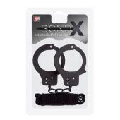 Чёрные наручники из листового металла в комплекте с веревкой BONDX METAL CUFFS LOVE ROPE SET - Dream Toys - купить с доставкой в Новом Уренгое