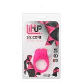 Розовое эрекционное кольцо с щеточкой LIT-UP SILICONE STIMU RING 5 - Dream Toys - в Новом Уренгое купить с доставкой